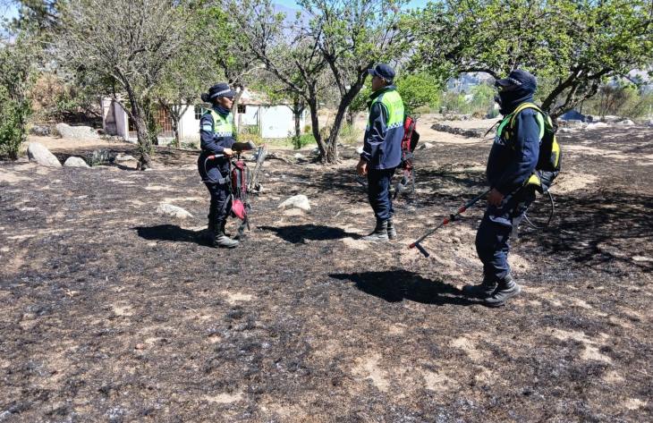 Sofocan un incendio en el barrio La Quebradita de Tafí del Valle gracias a un rápido operativo conjunto